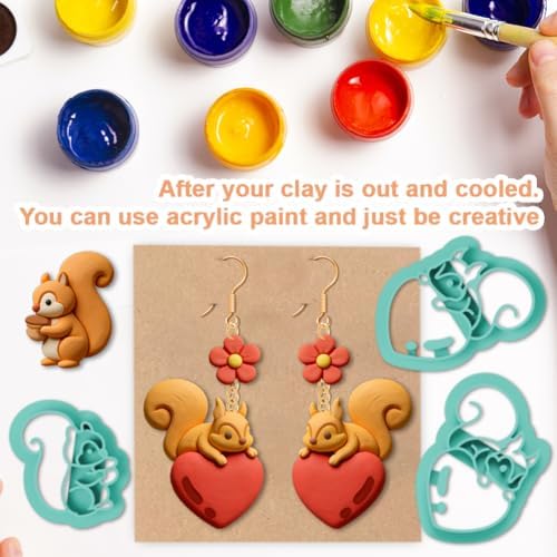 13Pcs Cute Squirrel Polymer Clay Cutters Set, Clay Earrings Cutters Polymer Jewelry Cutter for Earrings Making DIY Craft Supplies - Image 5