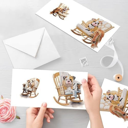 Tontut 6pcs Diamond Painting Kit Greeting Card, Sofa Puppy 5D DIY Diamond Handmade Holiday Greeting Card with Envelope, Christmas Gift Congratulation - Image 6