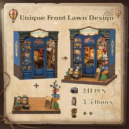 CUTEBEE Book Nook Kit - DIY Miniature House Dollhouse Kit for Adults and Teens, Booknook Tiny House Bookshelf Decor 3D Wooden Puzzle, Gifts for Family, Friends (Journey Trace Bookshop) - Image 4