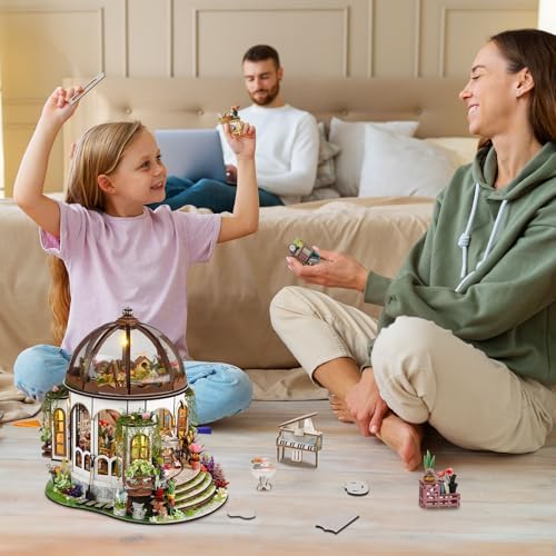 Hanging Garden DIY Miniature House Kit,Wooden Dollhouse with LED for Adults - Image 6