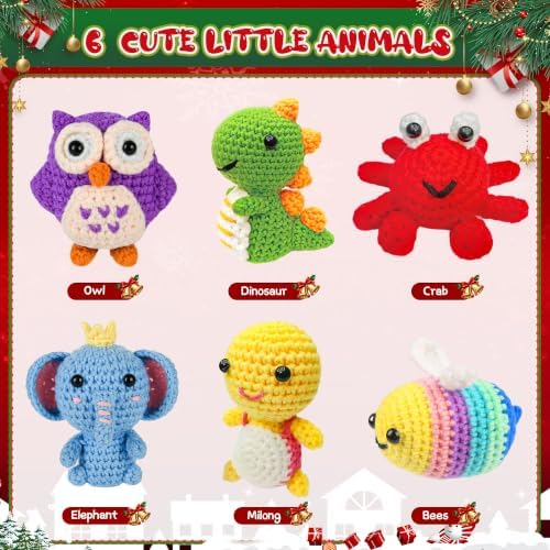 Lixktsoo 6Pcs Crochet Kit for Beginners, 2027 DIY Craft for Adults, Great Gift for Crochet Lovers, Crocheting Animal Kits with Step by Step Videos,Yarn,Crochet Hook,Birthday Holiday Gift - Image 4