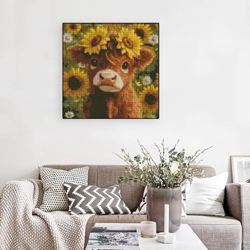 Cow Flowers Stamped Cross Stitch Embroidery Kits for Beginners Adults - Image 3