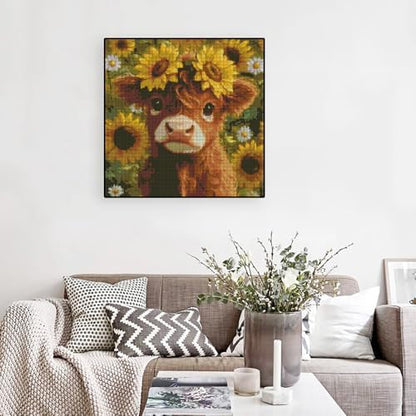 Cow Flowers Stamped Cross Stitch Embroidery Kits for Beginners Adults - Image 3