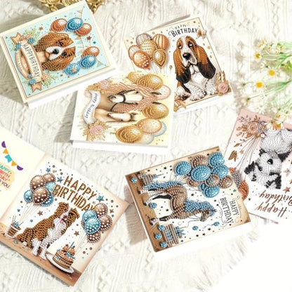 Tontut 6 Pieces Diamond Art Painted Greeting Cards, Horse Puppy Balloon 5D DIY Special Shape Diamond Card Creative Gifts, Christmas Thanksgiving Greeting Card Congratulation - Image 4