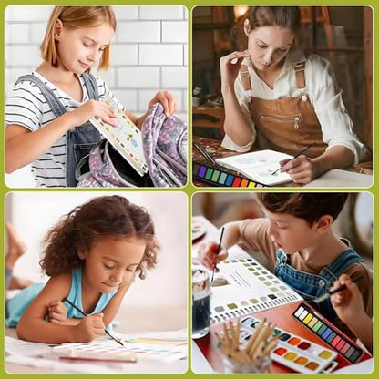 Watercolor Workbook for Adults & Beginners: 12 Colors Paint Set with Brush, Foldable Painting Kit for Christmas– Ideal Gift(Christmas) - Image 2