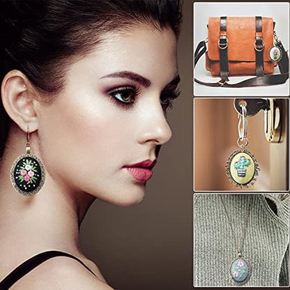 ZOCONE 4 Packs Embroidery Necklace Kits, Embroidery Pendant Kit Mini Cross Stitch Kit with Hoop, Necklace, Pendant, Stamped Pattern Cloth, Instructions, etc. Embroidery Kits for Adults - Image 4