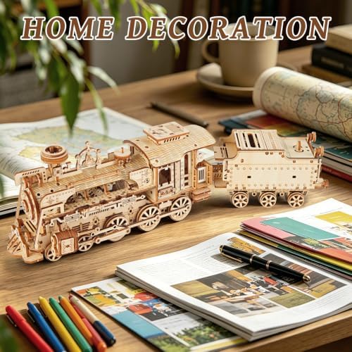 3D Wooden Puzzles for Adults, DIY Steam Train Model Building Kit - Image 6