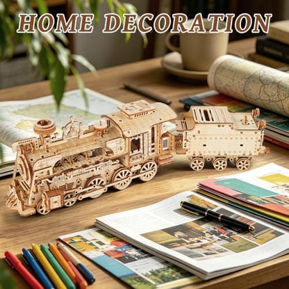 3D Wooden Puzzles for Adults, DIY Steam Train Model Building Kit - Image 6