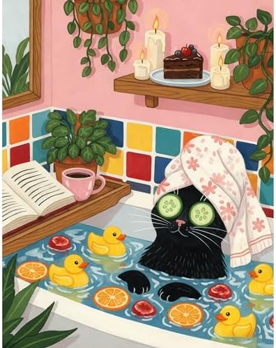 Ycydilirab Black Cat Paint by Numbers Kit for Adults - Black Cat Store Adult Paint by Number,Paint by Number for Adults Wall Art Decor 16×20 Inch by Ycydilirab