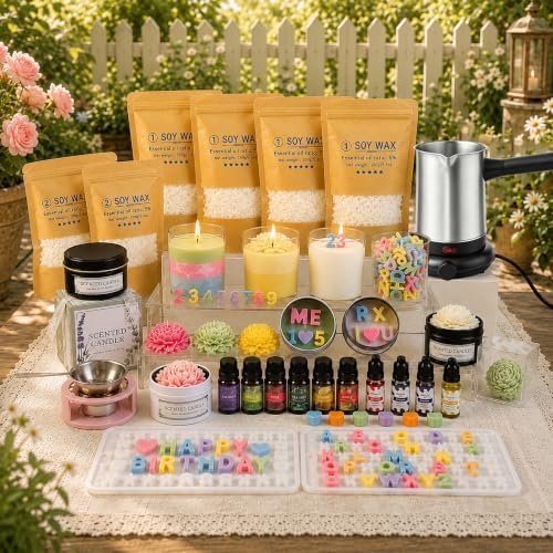 Scented Candle Making Kit for Adult with Wax Melter&Glass Jars 3lbs by KQU