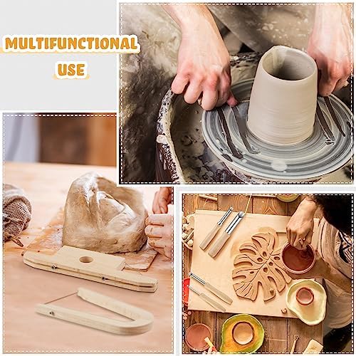 Amylove 9 Pcs Pottery Clay Sculpting Tools Kit DIY Pottery Tools with Smooth Wooden Handles Ceramics Polymer Clay for Trimming Modeling Carving Angle Cutting Smoothing Sculpting - Image 6