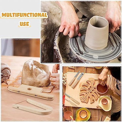 Amylove 9 Pcs Pottery Clay Sculpting Tools Kit DIY Pottery Tools with Smooth Wooden Handles Ceramics Polymer Clay for Trimming Modeling Carving Angle Cutting Smoothing Sculpting - Image 6