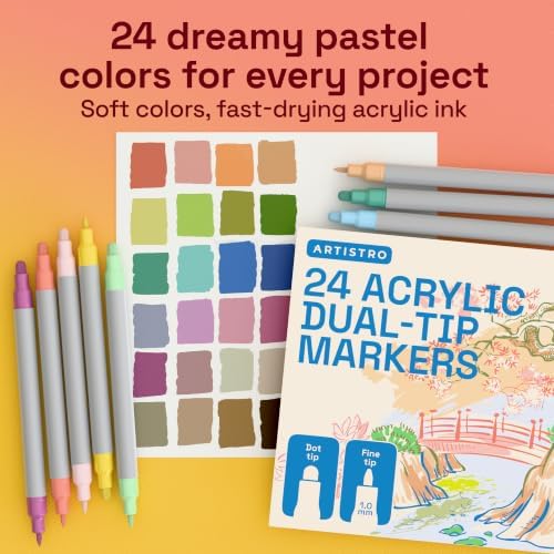 ARTISTRO Pastel Dual-Tip Acrylic Paint Marker Pens - Set of 24 - Image 2