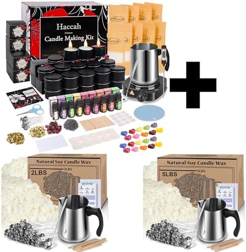 Haccah Complete Candle Making Kit with Wax Melter,Candle Making Supplies,DIY Arts&Crafts Kits Gift for Kids,Beginners,Adults,Including Soy Wax, Electronic Stove,Wicks,Rich Scents,Centering Devices,Et by CandleMakingKits