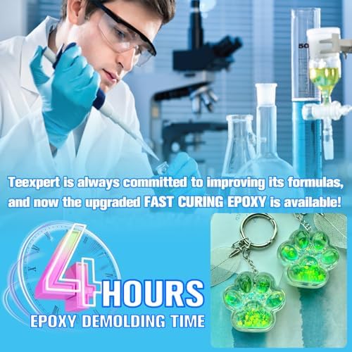 Teexpert Epoxy Resin - Fast Curing Resin 2 Gallon 4 Hours Demold Crystal Clear & Self-Leveling Casting Resin 8-10 Hours Quick Cure Epoxy Resin Kit for Jewelry, Ring, Keychains, Coaster, Wood, Molds - Image 2