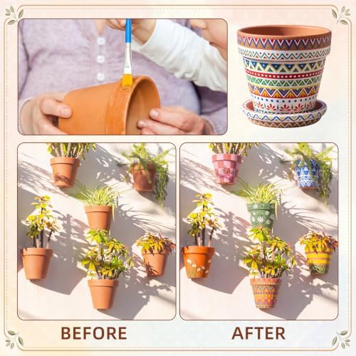 Ferrochef 6 Set 6 Set 4.7'' Terracotta Flower Pot Painting Craft Kit - Image 5