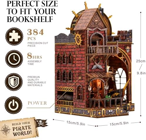 ISSEVE Pirate Castle Book Nook Kit, Dollhouse Booknook Kits Bookshelf Decor - Image 6