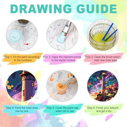 GEEHEIY Paint by Numbers Kit for Adults, Lighthouse Aurora, 16 x 20 Inch - Image 5