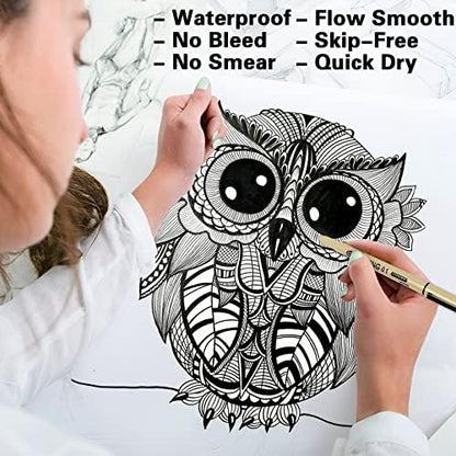 Muchcute Micro Fineliner Drawing Art Pens: 6 Black Artist Supplies Adults - Image 4