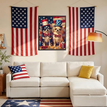 RICUVED Dog Paint by Numbers for Adults, Independence Day Paint by Numbers Kit for Adults Beginners, Animal DIY Acrylic Flag Oil Painting on Canvas Easy for Gift Home Wall Decor 16x20 Inch - Image 3