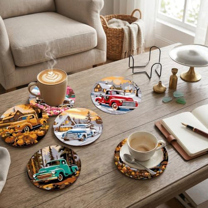 8 Pack All Season Paint by Numbers Kits Coasters with Holder Cork Pads - Image 3