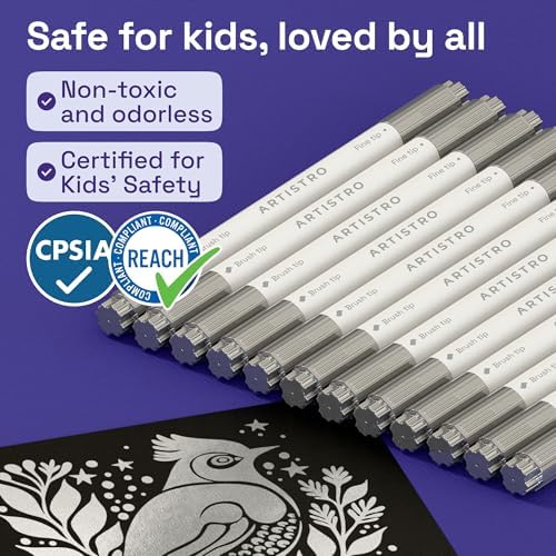ARTISTRO 12 Silver Dual-Tip Acrylic Paint Marker Pens for Drawing - Image 6