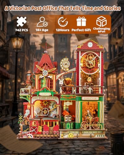 OZJAY Time Post Office DIY Miniature House Kit,3D Wooden Puzzles for Adults - Image 3