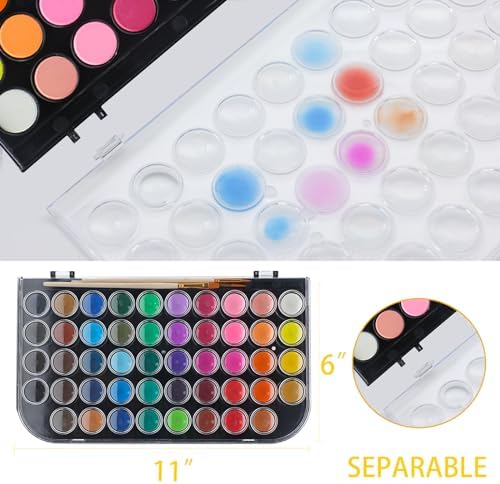 Artecho 48 Colors Watercolor Paint Set, 3 Brushes - Image 4