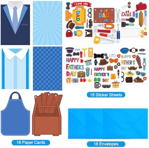 ceiba tree Father's Day Card Making Kits for Kids Happy Father's Day DIY Crafts Cards with Envelopes and Stickers 18Pcs Make Your Own Handmade Crafts Cards for Classroom School Activities - Image 2