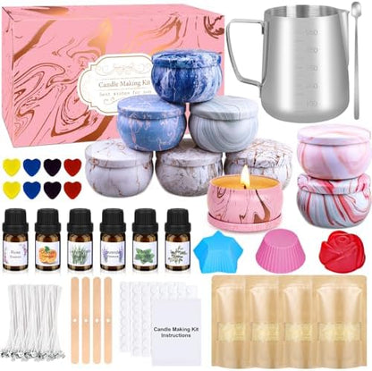 Candle Making Kits for Adults, Candle Making Supplies Accessory for Beginner, DIY Scented Candle with Beeswax, Essential Oil, Wicks, Wax Melting Pot, Moulds, Candle Jars, Dye, Make Your Own Candle by YUEONEWIN