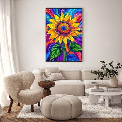 Framed Paint by Numbers Kit for Adults, Colorful Sunflower, 8 x 12 Inch - Image 2