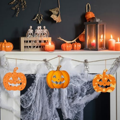 Large Size 7inch Wooden Halloween Thanksgiving Ornaments to Paint,Pumpkin Cutouts Unfinished DIY Blank Unfinished Pumpkin Wood Discs Ornament for Crafts Hanging Autumn Decorations 10PCS - Image 5