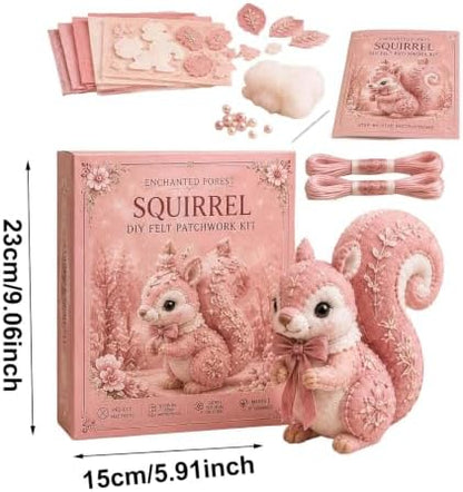 Pink Woodland Friends DIY Felt Patchwork Kit, Pastoral Wild Creatures Handicraft Activity, Manual Tailoring Bundle for Cute Ornament Shelf Décor Quilting Crafting Creative Gift Projects (Pink#B) - Image 2