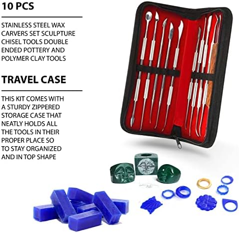 SURGICAL ONLINE Stainless Steel Wax Carvers Set, Pottery & Polymer Clay Tools, Sculpting Kit with Carrying Case - Image 7
