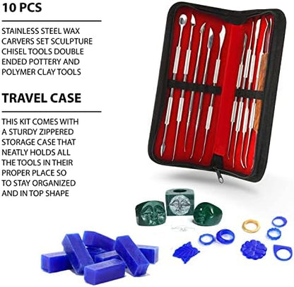 SURGICAL ONLINE Stainless Steel Wax Carvers Set, Pottery & Polymer Clay Tools, Sculpting Kit with Carrying Case - Image 7