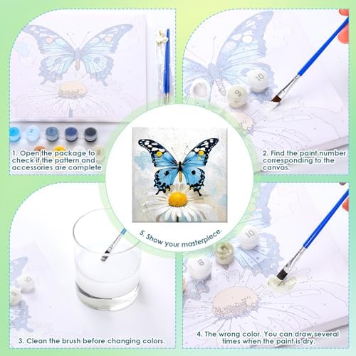 RoundFunny 8 Set Paint by Numbers Drawing Kit for Adults,Classic Flutter - Image 3