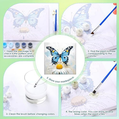 RoundFunny 8 Set Paint by Numbers Drawing Kit for Adults,Classic Flutter - Image 3