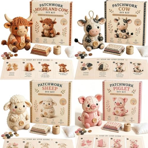 Patchwork Mouse DIY Sewing Kit for Adults & Beginners (Lamb) - Image 4