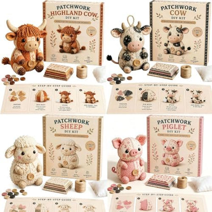 Patchwork Mouse DIY Sewing Kit for Adults & Beginners (Lamb) - Image 4