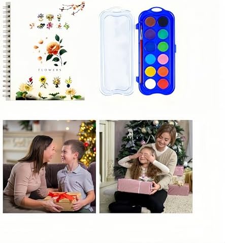 Watercolor Workbook，Water Paint Adult Set，Easy Coloring Book,Beautiful Paintings for Beginner (Flower-12 Color) - Image 3