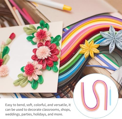 MECCANIXITY Paper Quilling Kit, 21.3 Inch 5mm Paper Quilling Strips with Blue Pen for Beginners DIY Hand Crafts Teaching Tools Flower Decoration(Pink, Pack of 120) - Image 5