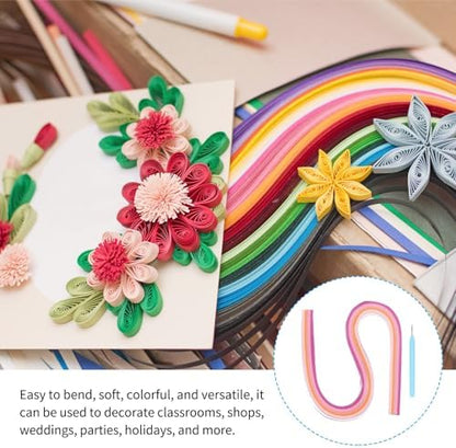 MECCANIXITY Paper Quilling Kit, 21.3 Inch 5mm Paper Quilling Strips with Blue Pen for Beginners DIY Hand Crafts Teaching Tools Flower Decoration(Pink, Pack of 120) - Image 5