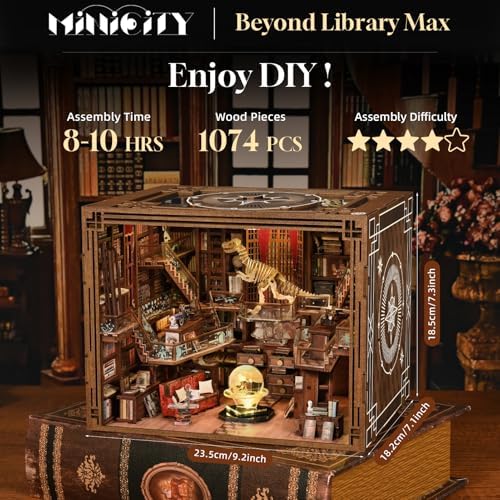 Beyond Library Max Book Nook Kit, DIY 3D Wooden Miniature Dollhouse Puzzle - Image 2