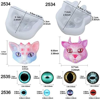 FUNSHOWCASE Jewelry Making Molds Resin Casting Set Charms and Pendants, Chess 3 Eyed Kitty Hair Pin Silicone Mold, with Key Ring, Chain Extension, Screw Eye, Jump Rings, Cat Eye Domes 218-kit - Image 3