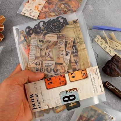 Vintage Scrapbook Kit, 90 Sheets Retro Tag Labels Collection, Scrapbooking Stickers and Decorative Papers Collage Materials, Ephemera for Junk Journal Supplies, Journaling, Crafts Arts, Scrap Booking - Image 2