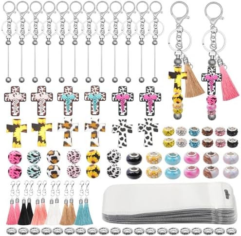 Beadable Keychain Kit with Silicone Beads, Beadable Keychain Bars by Unknown
