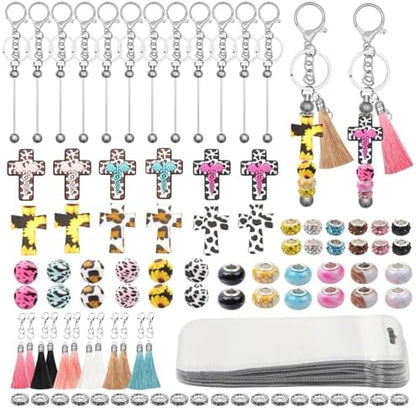 Beadable Keychain Kit with Silicone Beads, Beadable Keychain Bars by Unknown