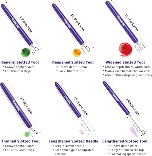 6-Piece Multi-Size Quilling Pen Set for 3mm-10mm Paper Strips, Purple - Image 2
