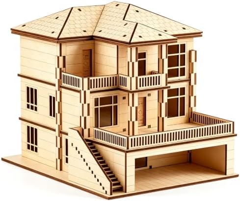 3D Wooden Puzzle for Adults DIY Miniature House Building kit Three Layer by BLOCKABODE