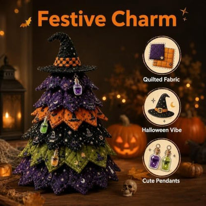 Quilted Christmas Tree Kit – Pre-Cut Fabric & Foam Cone DIY Tabletop Decoration with Tree Topper, No-Sew Holiday Craft Kit for Adults & Kids, Christmas Tree Decorations for Home, Party & Gifts (set7) - Image 2